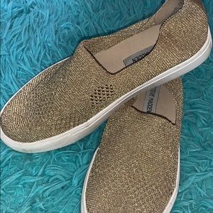 Gold Steve Madden slip ons
